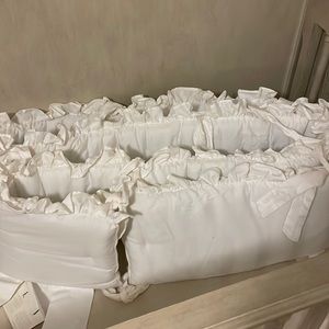 Pottery barn kids white ruffle crib bumper